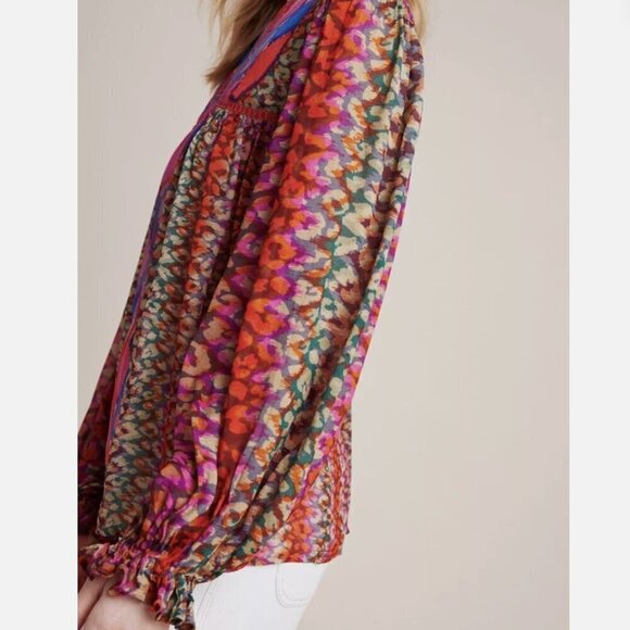 Anthropologie x Bl^nk London Miranda Peasant‎ Multicolor Blouse Women's Size XS - Picture 10 of 10